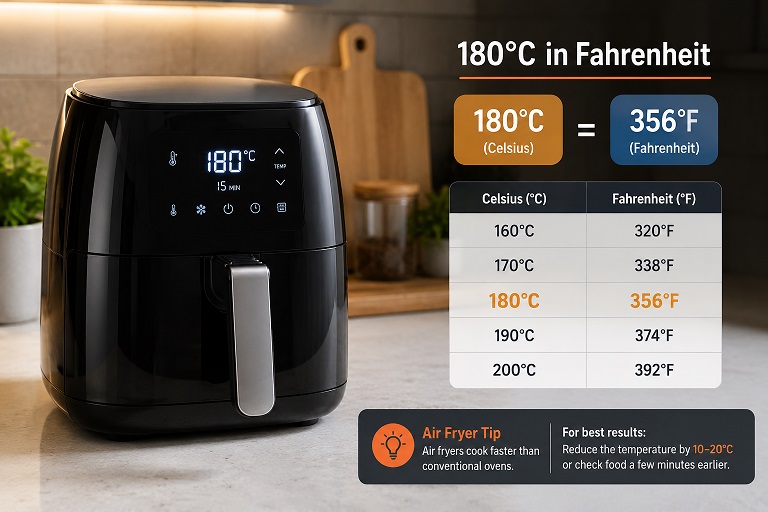 180 Celsius to Fahrenheit air fryer temperature