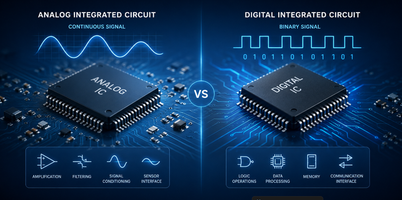 Analog and digital integrated circuits comparison Analog and digital integrated circuits comparison