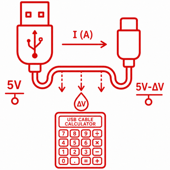 USB Cable Voltage Drop & Power Loss Calculator